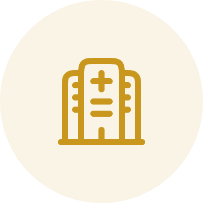Hospital building icon in circle