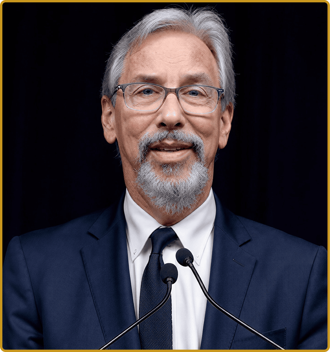 Distinguished gentleman with glasses speaking
